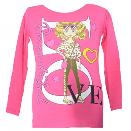 Bluze fete - Bluza cu maneca lunga pentru fete OLC SVR 230323-8, Fucsia