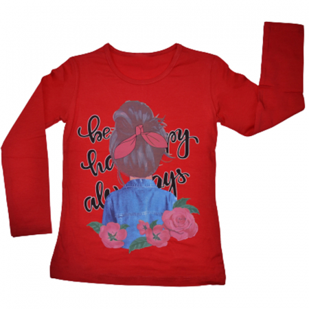 Bluze fete - Bluza cu maneca lunga pentru fete OLC SVR 2817R, Rosu