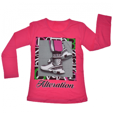 Bluze fete - Bluza cu maneca lunga pentru fete OLC SVR 72817F, Fucsia