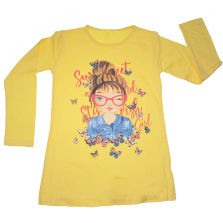 Bluze fete - Bluza cu maneca lunga pentru fete OLC SVR 74017G, Galben