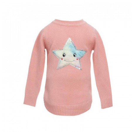 Bolero, cardigane si pulovere fete - Pulover cu maneca lunga pentru fete Denim Collection B19288, Roz