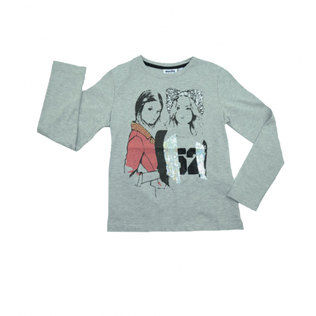 Bluze fete - Bluza cu maneca lunga pentru fete Wendee FS102294-2G1-128, Gri