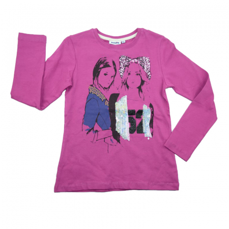 Bluze fete - Bluza cu maneca lunga pentru fete Wendee FS102294-2M-140, Mov