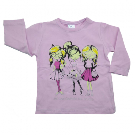 Bluze fete - Bluza cu maneca lunga pentru fete Wendee OZMY102838-0M-80, Roz