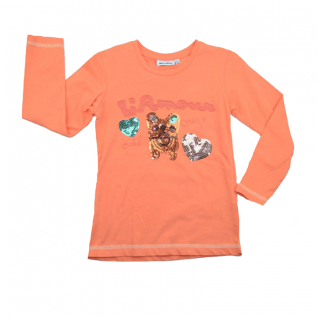 Bluze fete - Bluza cu maneca lunga pentru fete Wendee BU10300931-1P-98, Portocaliu