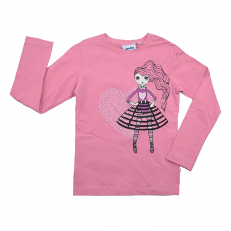 Bluze fete - Bluza cu maneca lunga pentru fete Wendee DK101184-1R-122, Roz