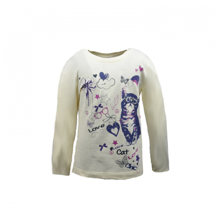 Bluze fete - Bluza cu maneca lunga pentru fete Wendee DS101135-1C1-104, Crem