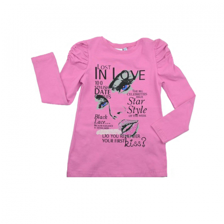 Bluze fete - Bluza cu maneca lunga pentru fete Wendee FS39140-1R-98, Roz