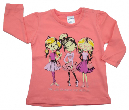 Bluze fete - Bluza cu maneca lunga pentru fete Wendee OZMY102838-0C-86, Coral