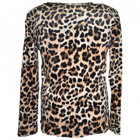 Bluza din catifea animal print cu maneca lunga si colier pentru fete Lucky Girl B91223MR, Maro [1]