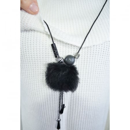 Bluza tricotata cu maneca lunga si colier pentru fete Lucky Girl 6783, Alb [2]