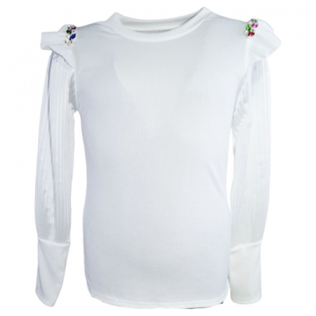 Bluze fete - Bluza cu maneca lunga pentru fete New Collection 561-3A, Alb