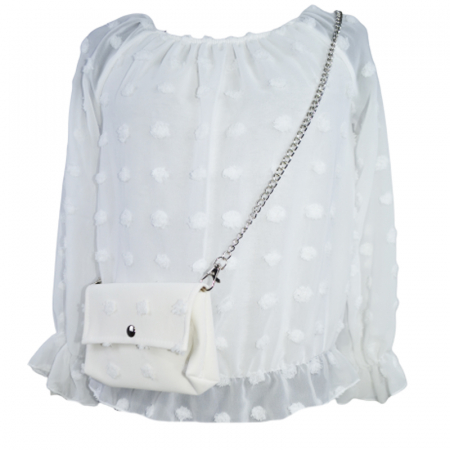 Bluze fete - Bluza cu maneca lunga si gentuta pentru fete Lucky Girl 5743A, Alb