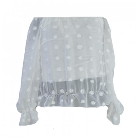 Bluza cu maneca lunga si gentuta pentru fete Lucky Girl 5743A, Alb [1]
