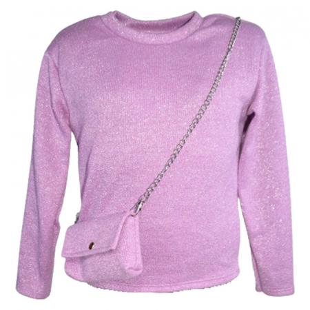 Bluze fete - Bluza cu maneca lunga si geanta pentru fete New Collection 8833, Mov