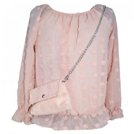 Bluze fete - Bluza cu maneca lunga si gentuta pentru fete Lucky Girl 5743R, Roz