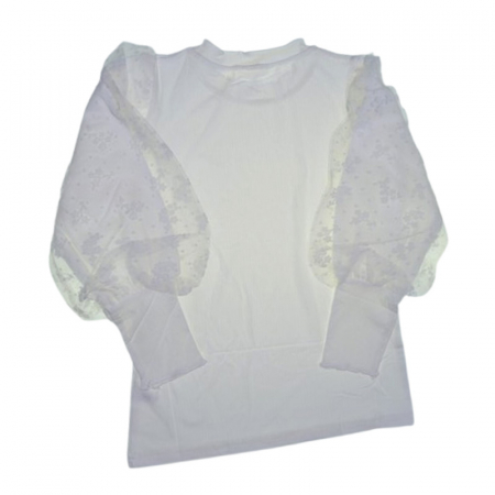 Bluză elegantă, cu manecă cu dantelă, pentru fete, Mini Junior BL1908A3, Alb [3]