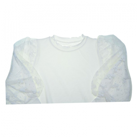Bluză elegantă, cu manecă cu dantelă, pentru fete, Mini Junior BL1908A3, Alb [4]