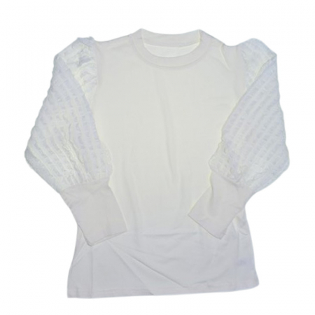 Bluze fete - Bluză elegantă, cu manecă cu dantelă, pentru fete, Mini Junior BL1908A4, Alb