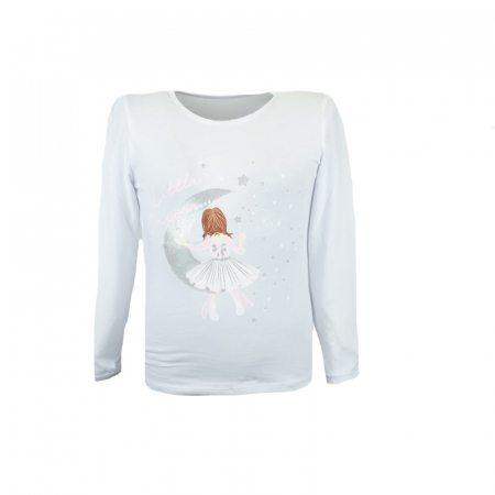 Bluze fete - Bluza eleganta cu maneca lunga pentru fete Chrisma CRSM-3-122, Alb