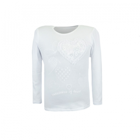 Bluze fete - Bluza eleganta cu maneca lunga pentru fete Chrisma CRSM-7-122, Alb