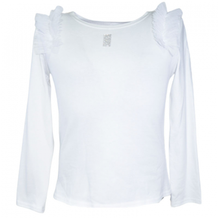 Bluze fete - Bluza eleganta cu maneca lunga pentru fete Madii 101123-10, Alb
