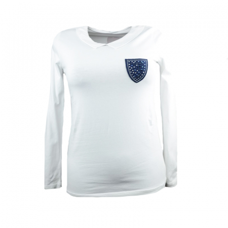Bluze fete - Bluza eleganta cu maneca lunga pentru fete Mini Junior BEF-09-164, Alb