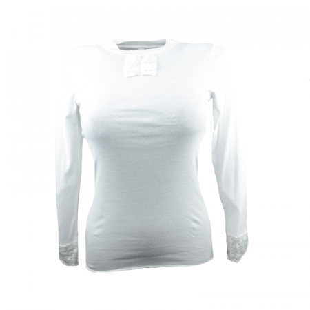 Bluze fete - Bluza eleganta cu maneca lunga pentru fete Sevim 0867-152, Alb