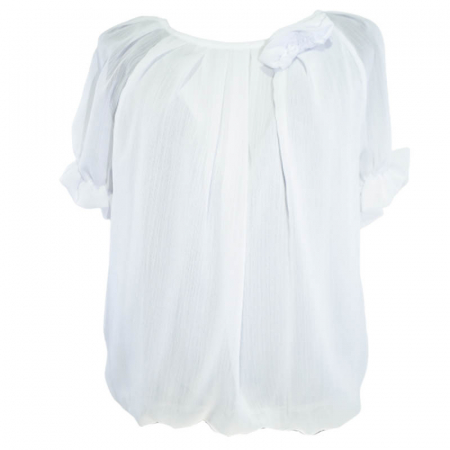 Îmbrăcăminte fete - Bluza eleganta cu maneca scurta pentru fete Mini Junior 300323-1, Alb