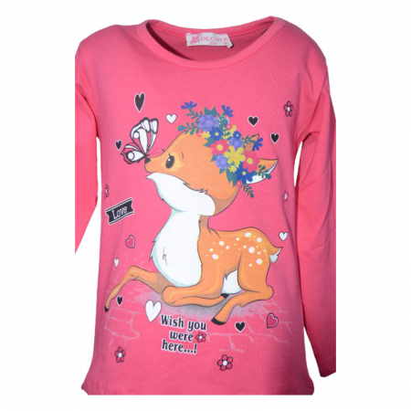 Bluza cu maneca lunga pentru fete OLC SVR 180323, Fucsia [2]