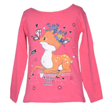 Bluze fete - Bluza cu maneca lunga pentru fete OLC SVR 180323, Fucsia