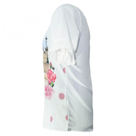Bluza eleganta cu maneca scurta pentru fete Misslina 4903-A, Alb [2]