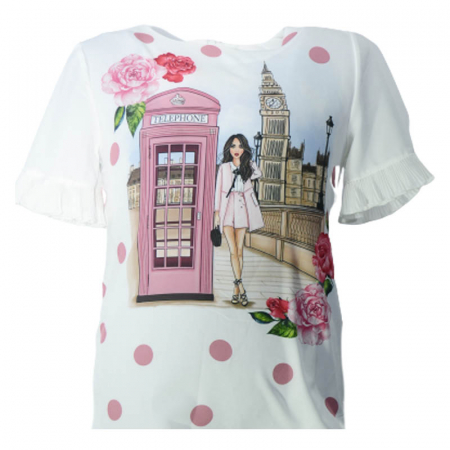Bluza,camasi elegante fete maneca scurta - Bluza eleganta cu maneca scurta pentru fete Misslina 4903-A, Alb