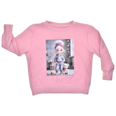 Îmbrăcăminte fete - Bluza flausata, pentru fete, Mini Junior 3010R-110, Roz