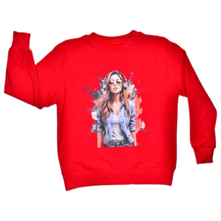 Bluze fete - Bluza flausata, pentru fete, Mini Junior 3010R4-140, Rosu