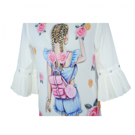 Bluza cu maneca 3/4 pentru fete Mini Junior 4818-A, Multicolor [2]