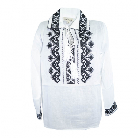 Bluze cu maneci lungi - Bluza tip ie cu maneca lunga pentru baieti Mini Junior MRI-20, Alb