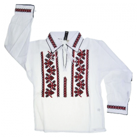 Bluze cu maneci lungi - Bluza tip ie cu maneca lunga pentru baieti Mini Junior MRI-31, Alb
