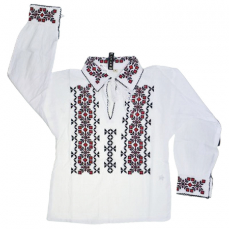 Bluze cu maneci lungi - Bluza tip ie cu maneca lunga pentru baieti Mini Junior MRI-32, Alb