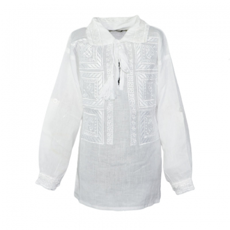 Bluze cu maneci lungi - Bluza tip ie pentru baieti Mini Junior MRI-8, Alb