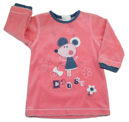 Bluze fete - Bluza cu maneca lunga pentru fete Karen Mouse KRC355CO-68, Coral