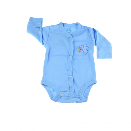 Body-uri baieti - Body cu maneca lunga pentru baieti Pifou Model 11 M11-AL-46-50, Albastru