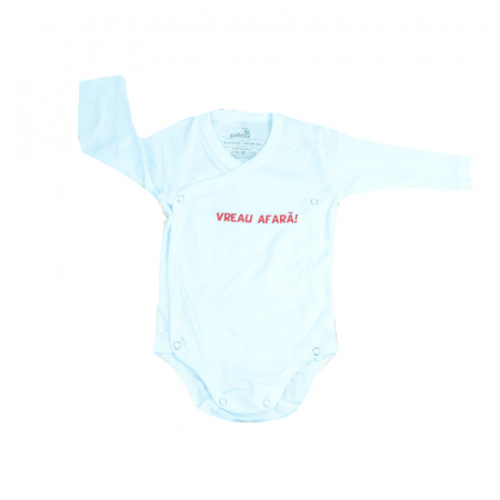 Body-uri baieti - Body cu maneca lunga pentru copii Pifou Model 10 M10-A6-56-cm, Alb