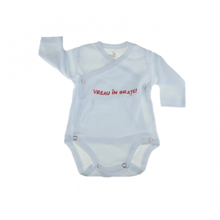 Îmbrăcăminte fete - Body cu maneca lunga pentru fete Pifou Model 10 ML M10ML3-A-50, Alb