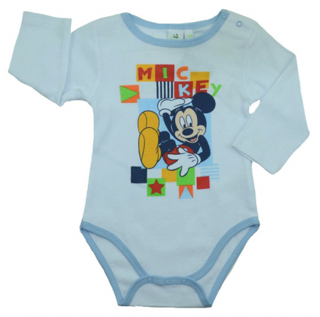Body-uri baieti - Body cu maneca lunga pentru baieti Disney Mickey Mouse NH0362-A-86-cm, Alb