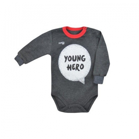 Body-uri baieti - Body cu maneca lunga pentru baieti Koala Hero 07-679, Gri
