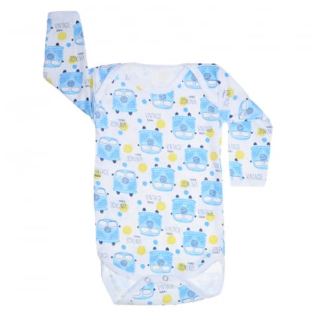 Body-uri baieti - Body cu maneca lunga pentru baieti Mini Junior 80323, Alb