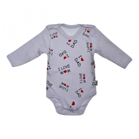 Body-uri baieti - Body cu maneca lunga, pentru baieti, Mini Junior 1118G2, Gri