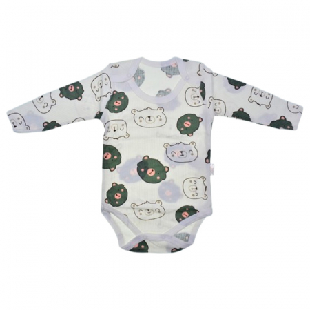 Body-uri baieti - Body cu maneca lunga, pentru baieti Mini Junior 2802A2, Alb