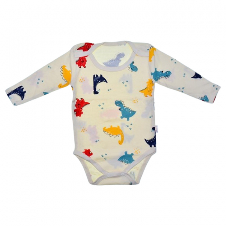 Body-uri baieti - Body cu maneca lunga, pentru baieti, Mini Junior BD2910C, Crem